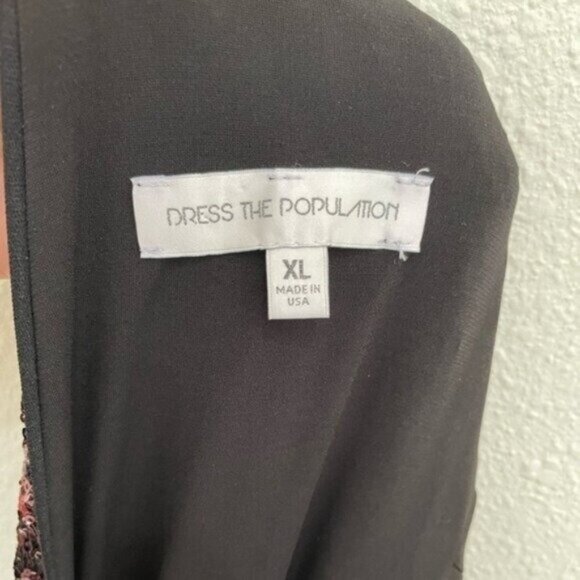 Dress The Population Elegant Sequin Midi Dress Burgundy Party Holiday Feminine - Picture 4 of 9